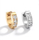 Stainless Steel Huggie Hoop Earrings Cz Gold Silver