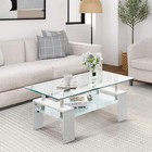 Clipop Rectangle Glass Coffee Table W tempered Glass Tabletop -super Discounts