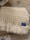 Vintage Pendleton Throw Blanket Beige Ivory 100  Virgin Wool 