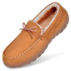 Mens Slippers Moccasins Slippers For Men Warm House Slip On Flats 11 Brown