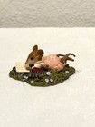Wee Forest Folk Meadow Musings  Wff  M-410  Pink Overalls  Mouse Reading Book