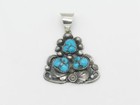 Native American Sterling Silver   Turquoise Handmade Navajo Pendant