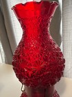 Vintage Red Hurricane Glass Oil Lamp