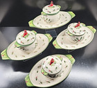 4 Temptations Cardinal Covered Soup Bowl Sandwich Tray Set Tara Holiday Dish Lot