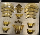 Akro Agate Uranium Glass Topaz 17 Pc Tea Set Little American Maid Original Box