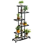 Metal Plant Stand  6 Tier 12 Potted  Upgrade Multiple Plant Rack Black-6 Tiers