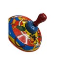 Vintage 5 5    Tin Litho Spinning Top Children Made In Usa Wood Handle Works