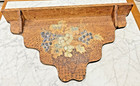 Vtg Antique Painted Grape Pyrography Flemish Ware Burnt Wood Folk  Art 24  Shelf