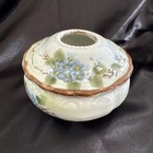 Vtg Victorian Style Hair Receiver Hand Painted Blue Floral Porcelain Japan