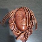 Vtg Leather Hand Made Tribal Portrait Face Mask Art Signed 7 5  H