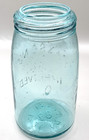 Mason s  improved  Maltese Cross Aqua Blue 7  Glass Jar - Antique Vintage Read