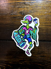      Rare Dutch Bros  Skateboarding Rad Dino Lizard Sticker  Collectible Coffee