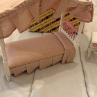 Vintage 80s Dollhouse Furniture Concord Canopy Bed Vanity Chair White Pink New