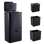  16 Gallon Stainless Steel Dual Trash Can Kitchen Recycling Bin W  Compost Caddy