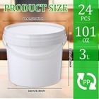 24 Pcs 101 Oz  3l Plastic Food Buckets With Lids And Handle 0 8 Gallon Ice Cr   