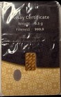 0 5g- Gold Bar   999 9 Fine Gold  24k    Sealed Assay Card   Certified  igr 