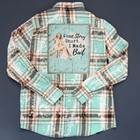 Angry Minnow Flannel Shirt L Bleached Green Plaid    i Made Bail   