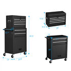 2 In 1 Rolling Tool Box Cabinet Storage Chest Box Garage Toolbox Organizer Black