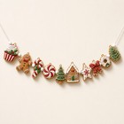 Gingerbread Cookie Wooden Garland Christmas Decor Kitchen 10 Pieces