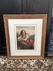 Rare Antique Victorian Framed Watercolor Woman Pre-raphaelite