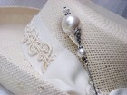 Hatpin With 2 Faux Pearls On Old Silver Finish Setting - 8 Inch Hat Pin