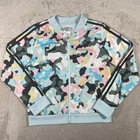 Adidas 3 Stripe Track Jacket Pastel Camo Girls Size 14 Blue Pink Yellow