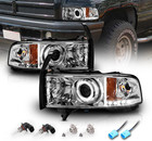 For 1994-2001 Dodge Ram 1500 2500 3500 Pickup Dual Led Halos Projector Black Rep