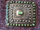 Turquoise Sterling Silver Belt Buckle Signed Yjb Vintage Navajo As Found
