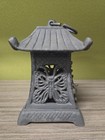 Vintage Cast Iron Japanese Pagoda Style Butterfly Lantern Candle Holder Black 