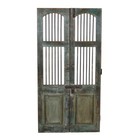 Antique Verdigris   Teal Indian Jali Door Pair     Teak Garden Gates 19th Century