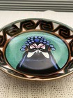 Chinese Opera Mask Porcelain Bowl Encased In Brass 9    With Wall Hanger Vintage