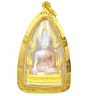 Phra Buddha Chinnarat Pendant Thai Amulet Gold Micron Plated Talisman Waterproof
