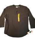 Rev 3 Women s V-neck Lightweight Long Sleeve Tunic Shirt  Black  Size  2xl  New