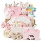 28-piece Baby Shower Gift Basket For Girls  Newborn Essentials   Diaper Organize