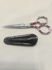 Rare Retired Gingher 4  Embroidery Scissors With Leather Sheath Designer Serie