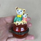 Vintage Two Teddy Bear Porcelain Trinket Box