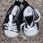 Baby Boys Girls Canvas Sneakers Soft Sole Black White Laces Size 1 Newborn