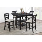 Antique Black Counter Height 5pc Dining Set Table W Shelves 4 Chairs
