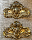 Pair Rare Gilded Bronze Ormolu Pediments Thin Metal Salvage French Rococo Fancy