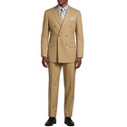 Vinci Men s Light Beige Double-breasted Suit W  Adjustable Waist  Reg-fit - New