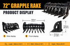 72inch Brush Root Rake Clam Grapple Attachment Fits Bobcat Skid Steer