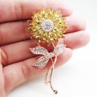 Petal Brooch In Classic Style Crystal Zircon Sunflower Flower Wedding Brooch Pin