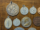 Vintage Religious Medallion Medal Coin Token Lot 10 Pieces Silver 
