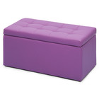 Purple Storage Leather Ottoman Bench Lift Top Rectangular Upholstered Footstool