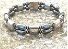 100  Magnetic Silver Black Hematite Bracelet Anklet 2 Row