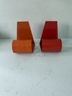 Pair Of Vintage Mid Century Modern Red   Orange Bookworm Coil Flexible Bookends