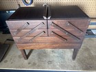 Vintage Wooden Accordion Sewing Box Wood Dovetail Joints Missing Handle 19x17x10