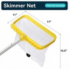 Professional Pool Skimmer Net With Yellow Frame   30-mesh - Heavy Duty Deep Leaf