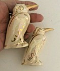 2 Vtg Iridescent Luster Gold Pair Toucan Birds Salt Pepper Shakers S P Pelicans