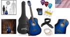 Versatile 38-inch Acoustic Guitar Bundle     Blue Starter Kit With Gig Bag   More